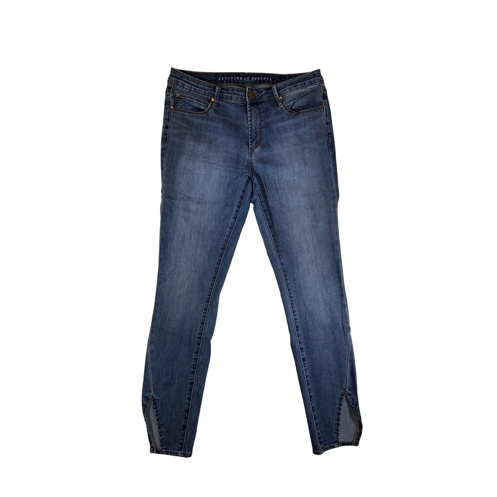 Articles of Society Women Jeans Size 30 Blue Wash Skinny Ankle Cut Split Hem